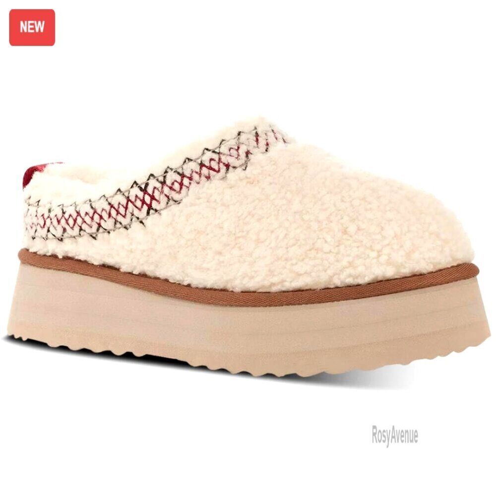 Women's Platform Slippers with Plush Fleece Lining, Non-Slip Sole, Indoor